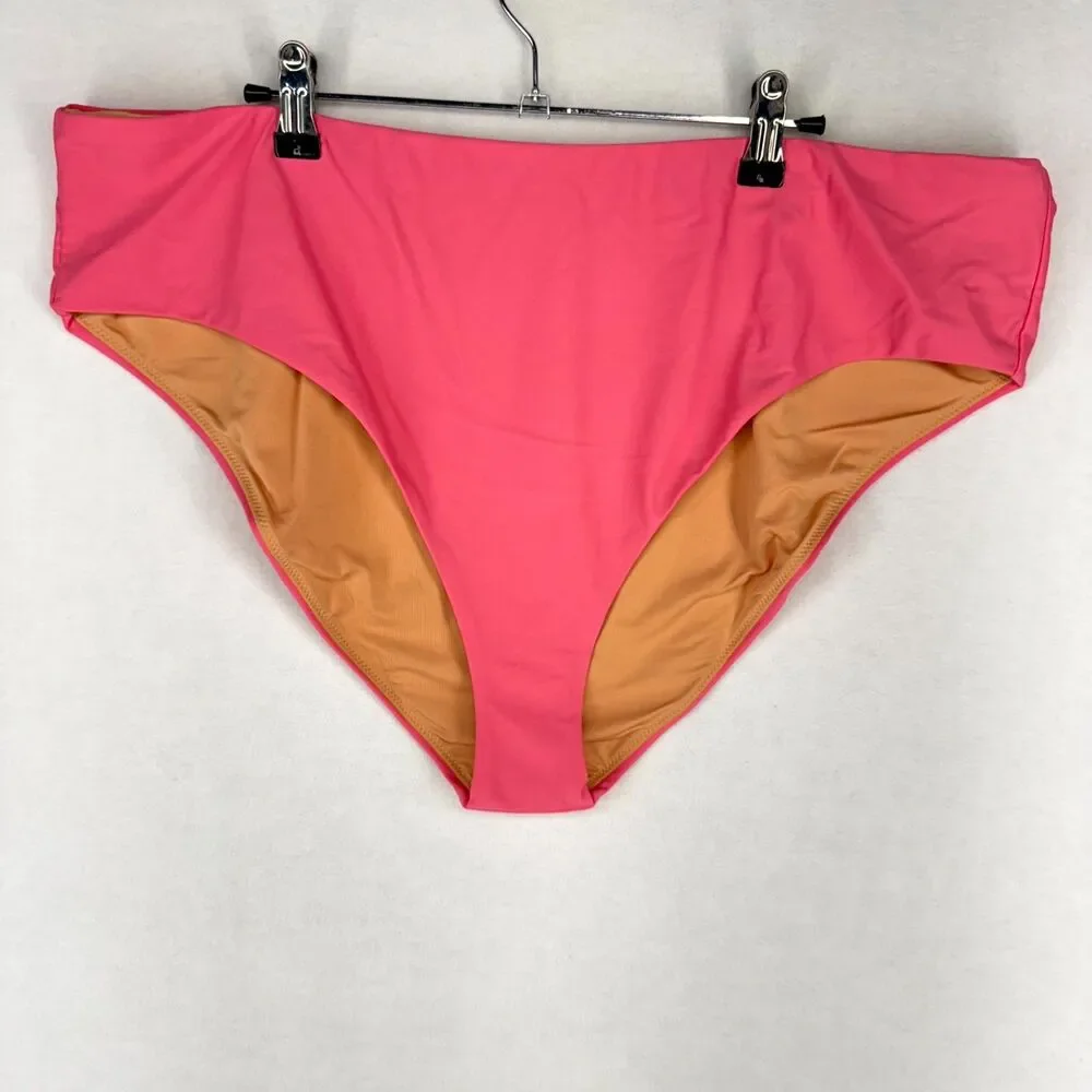 J.Crew High Rise Bikini Bottom Bathing suit Pink Ladies‎ Size 3X NEW BF178 TRO